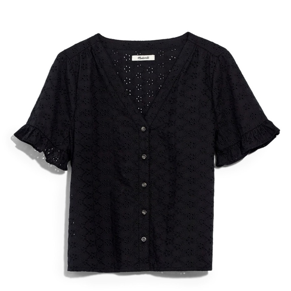 Madewell Black Eyelet Button Down Shirt